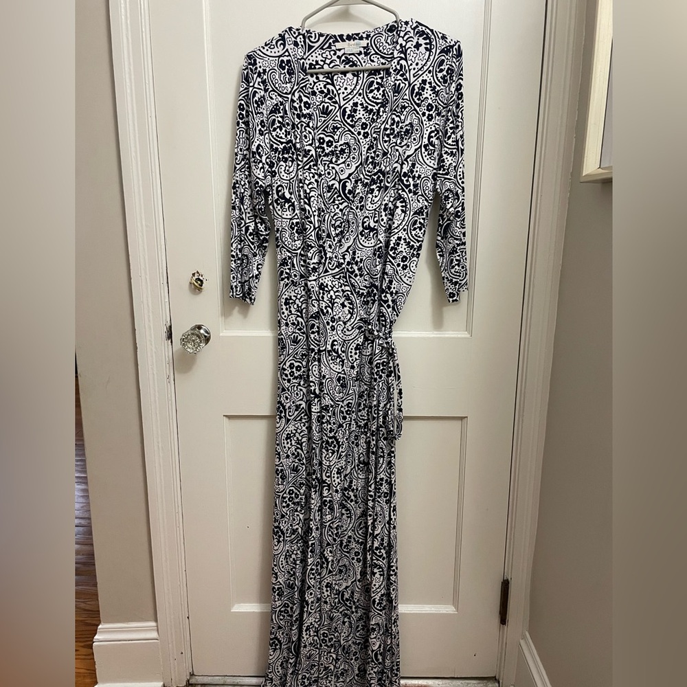 Boden Black and White Paisley Long Sleeve Dress